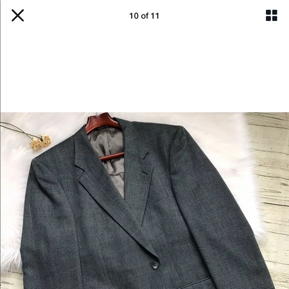 Vintage Burberry Blazer Sport Coat Blue Grey Sz 44 - Picture 10 of 11